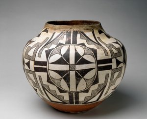 アコマプエブロ瓶、1890年頃（陶器、ポリクロームスリップ塗装）